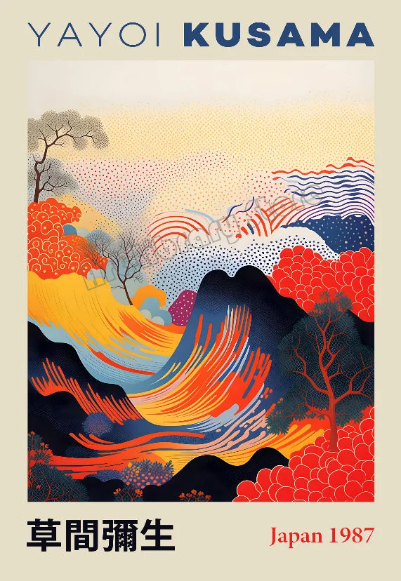 DecorBites™ Japanese Geometric Mountain Landscape Exhibition Canvas Art
