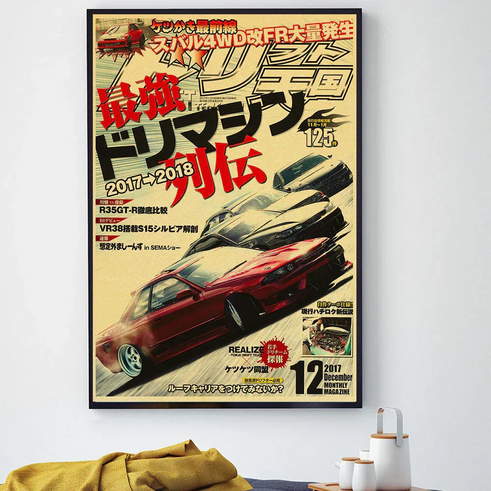DecorBites™ JDM Retro Racing Car Poster Prints