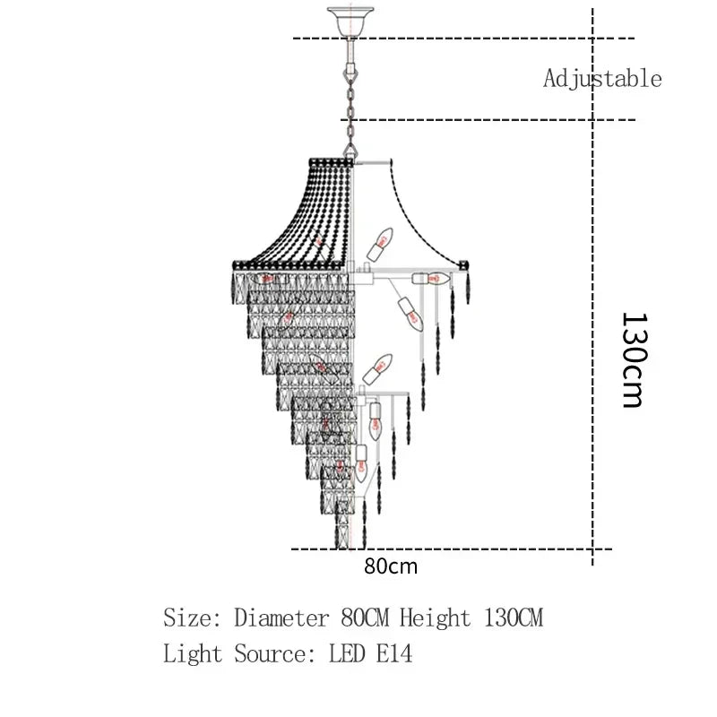 DecorBites™ Luxe Golden Crystal Chandelier for Hotel Lobby, Living Room & Staircase
