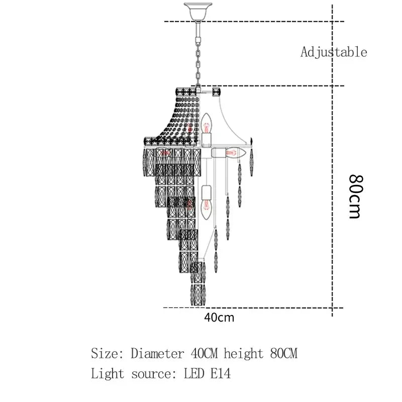 DecorBites™ Luxe Golden Crystal Chandelier for Hotel Lobby, Living Room & Staircase