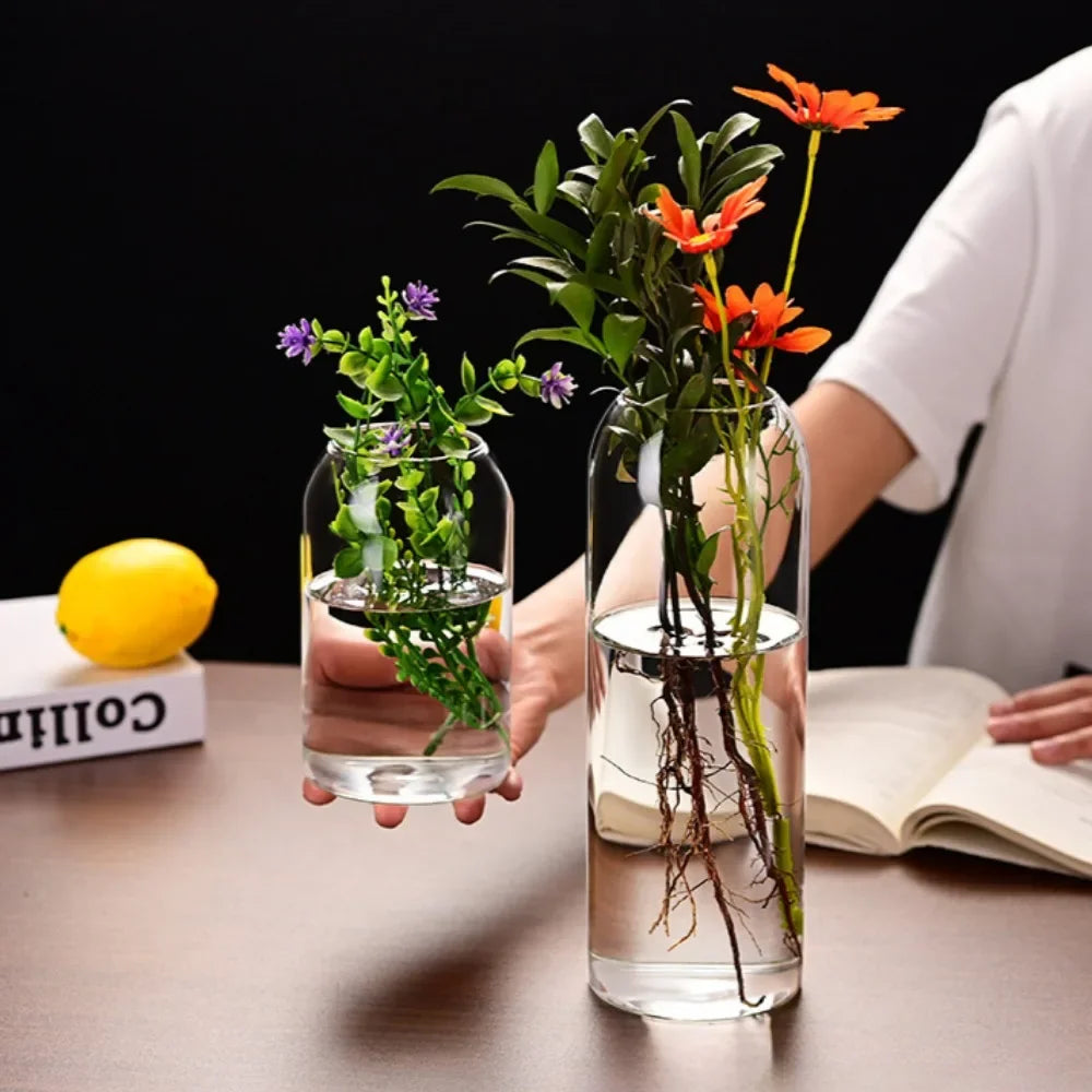 DecorBites™ Modern Hydroponic Glass Flower Vase for Home & Wedding