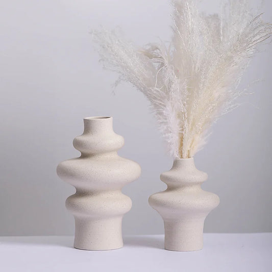 DecorBites™ Modern Ins Style White Ceramic Spiral Vase