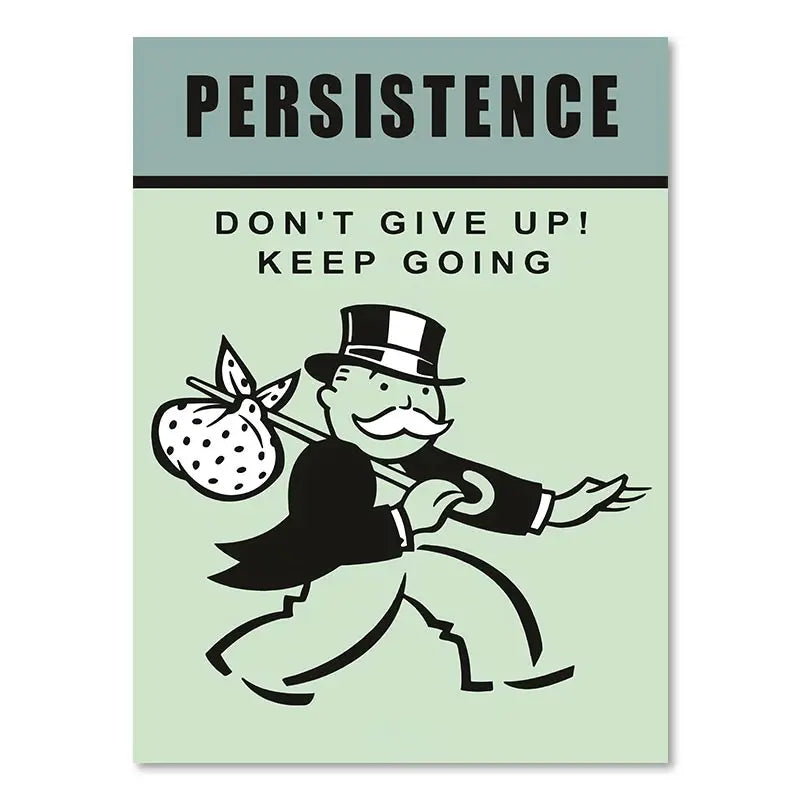 DecorBites™ Motivational Monopoly Millionaire Cartoon Canvas Wall Art