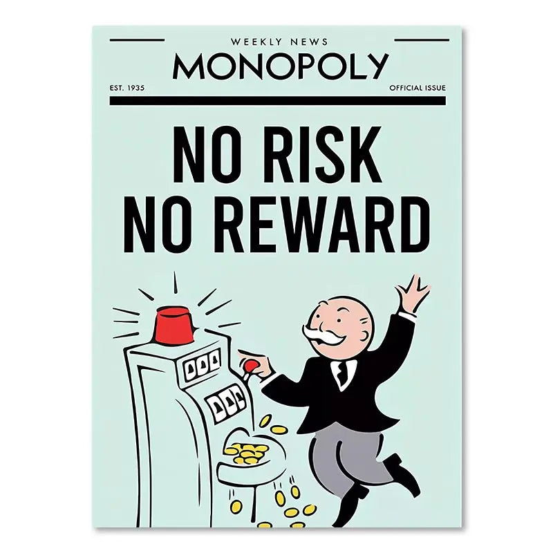 DecorBites™ Motivational Monopoly Millionaire Cartoon Canvas Wall Art