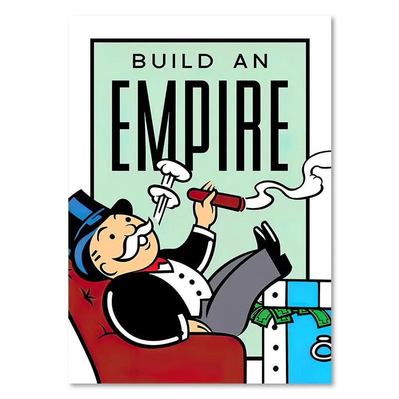 DecorBites™ Motivational Monopoly Millionaire Cartoon Canvas Wall Art