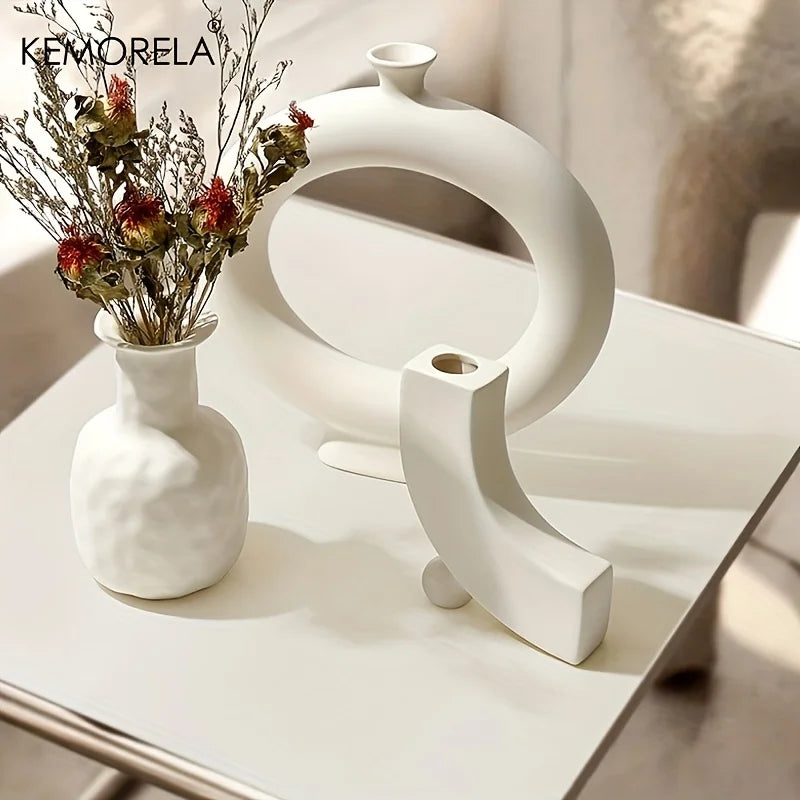 DecorBites™ Nordic Ceramic Donut Vase - Home Decor Accent