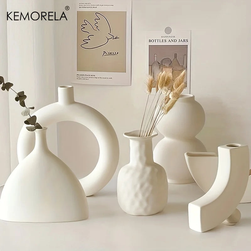 DecorBites™ Nordic Ceramic Donut Vase - Home Decor Accent