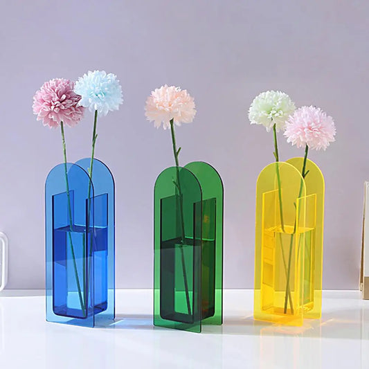 DecorBites™ Rainbow Color Acrylic Vase Nordic Style