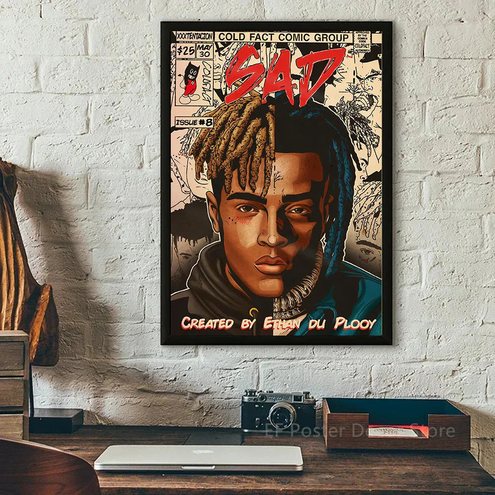 DecorBites™ Retro Canvas Print: Hip Hop Singer Album Cover
