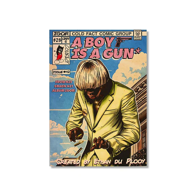 DecorBites™ Retro Canvas Print: Hip Hop Singer Album Cover