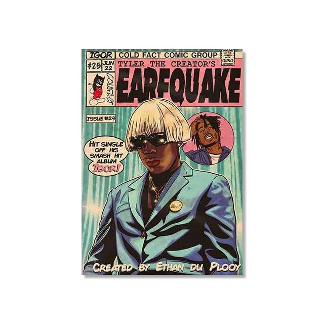 DecorBites™ Retro Canvas Print: Hip Hop Singer Album Cover
