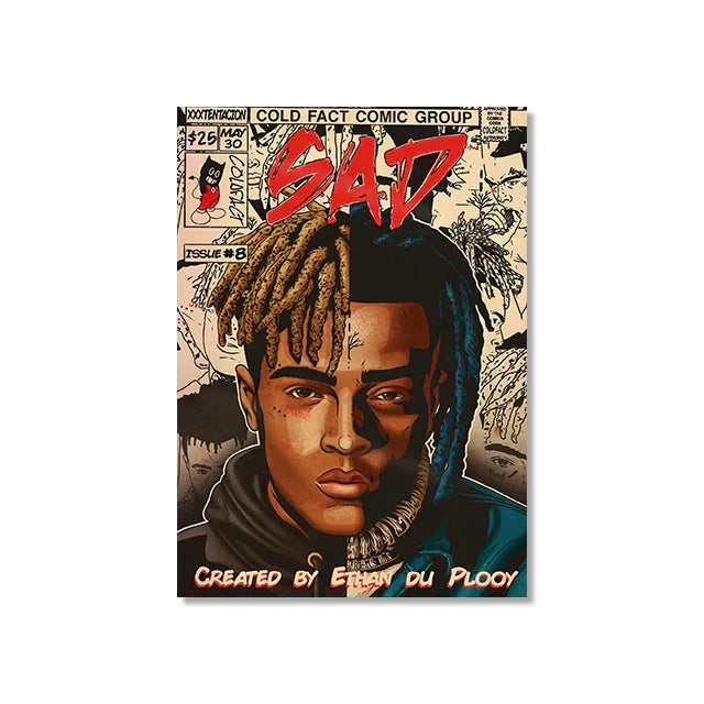 DecorBites™ Retro Canvas Print: Hip Hop Singer Album Cover