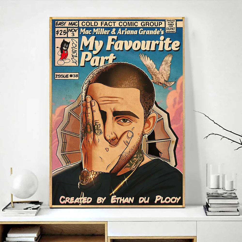 DecorBites™ Retro Canvas Print: Hip Hop Singer Album Cover