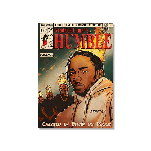 DecorBites™ Retro Canvas Print: Hip Hop Singer Album Cover