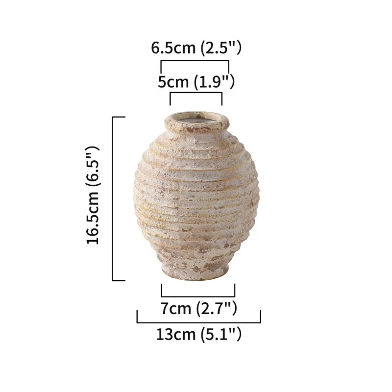 DecorBites™ Retro Handmade Clay Vase 21.5CM Home Decor