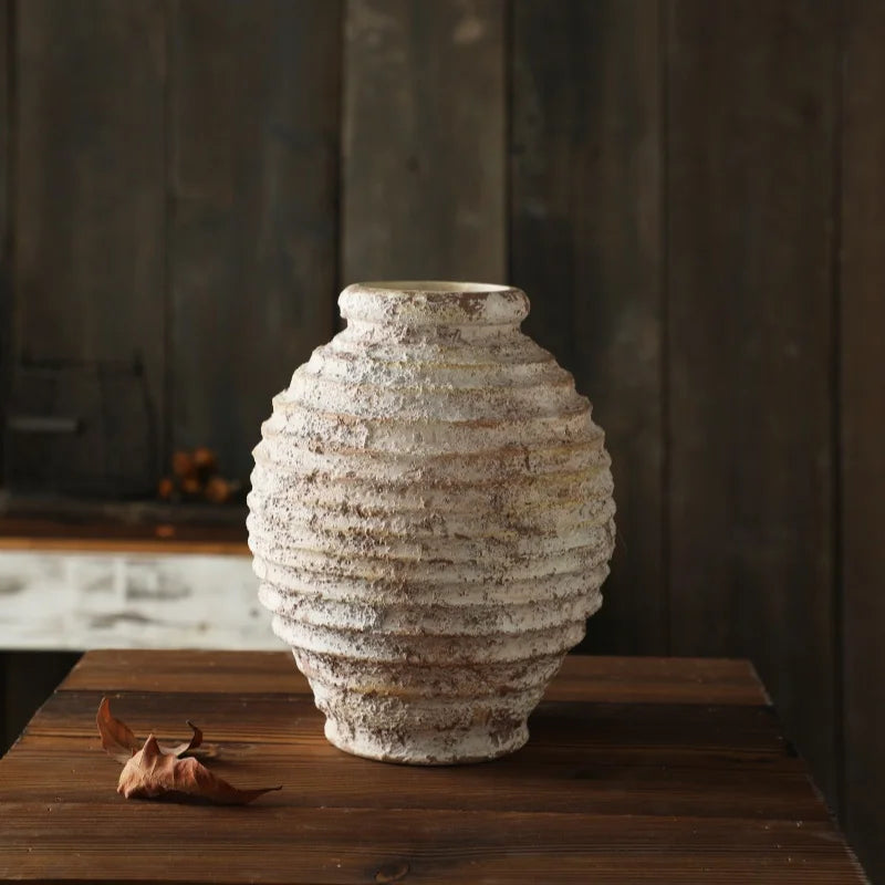 DecorBites™ Retro Handmade Clay Vase 21.5CM Home Decor