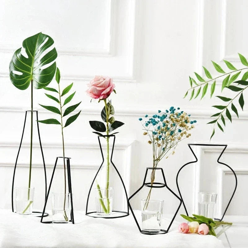 DecorBites™ Retro Iron Flower Vase for Home and Garden