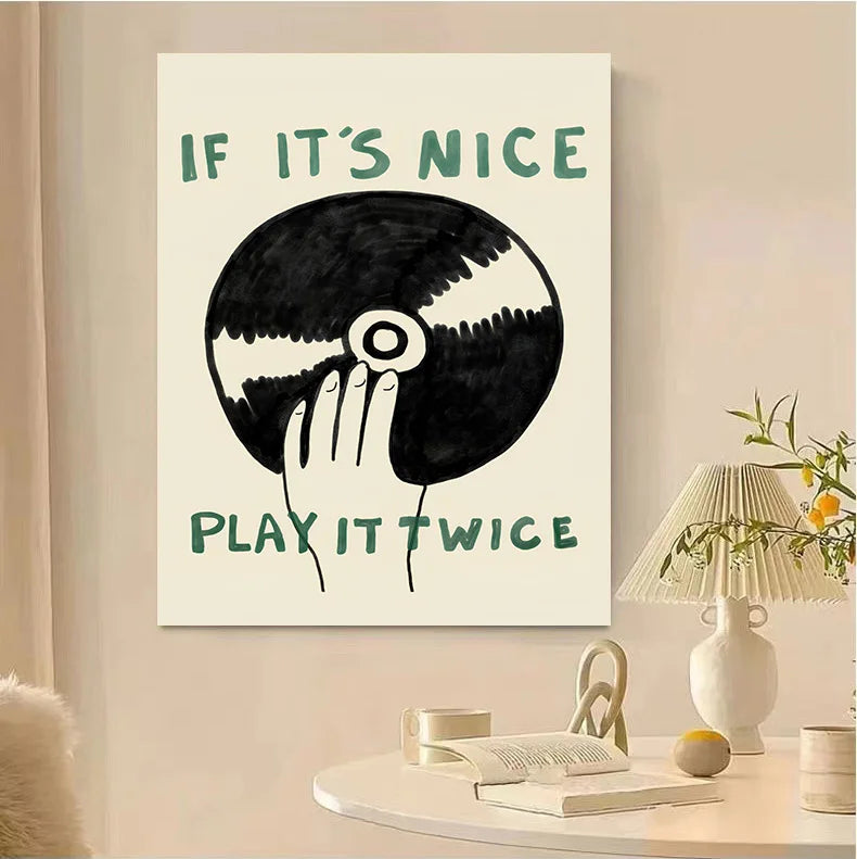 DecorBites™ Retro Record Player Canvas Wall Art