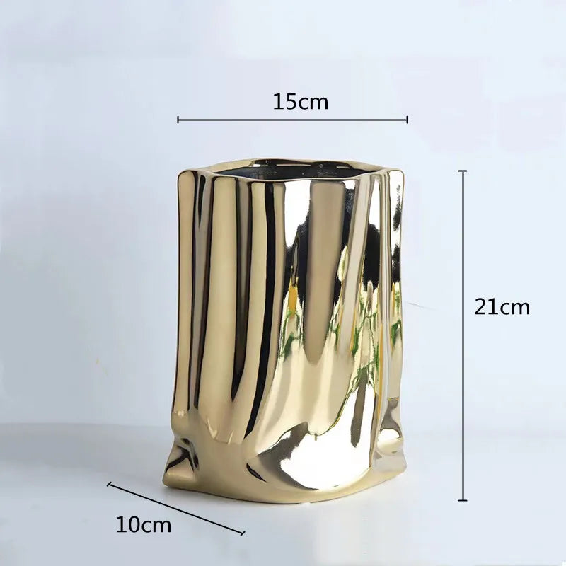 DecorBites™ Silver Ruffled Ceramic Flower Vase
