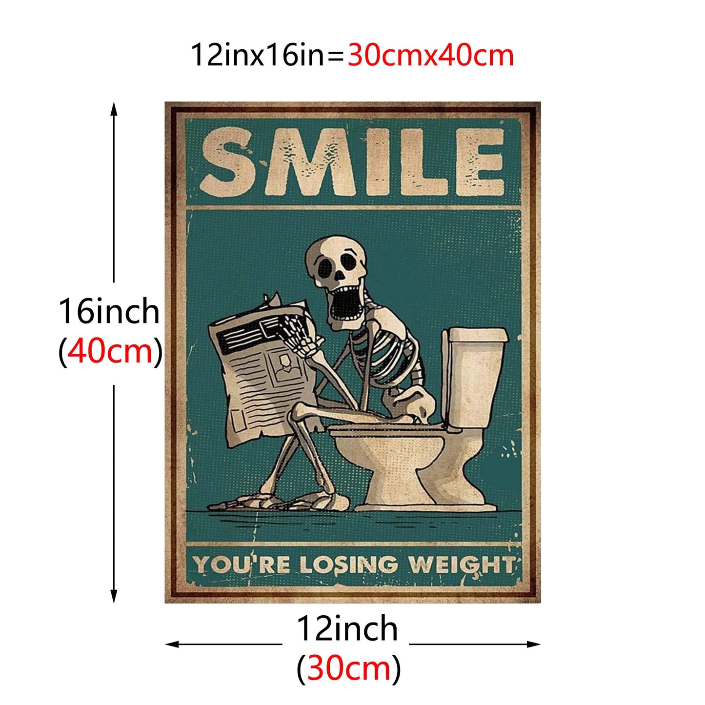 DecorBites™ Skeleton Man Squatting Toilet Canvas Wall Art