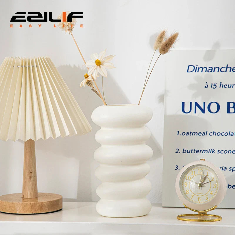 DecorBites™ Spiral White Vase for Home Decoration
