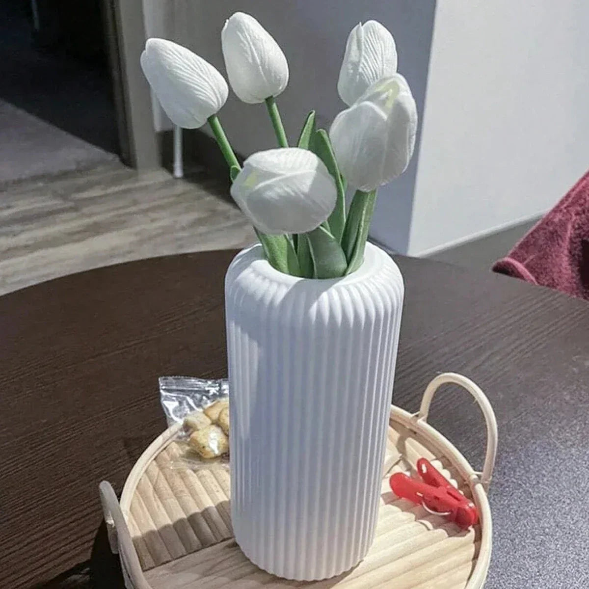 DecorBites™ Striped Plastic Vase for Flowers