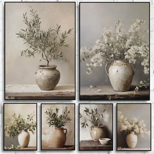 DecorBites™ Vintage Floral Vase Canvas Wall Art