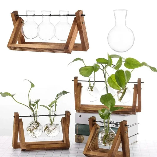 DecorBites™ Vintage Glass Hydroponic Plant Vase Tabletop Decor