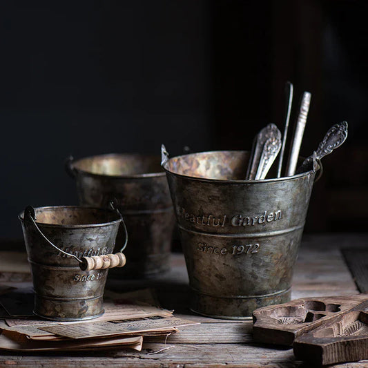 DecorBites™ Vintage Iron Handle Bucket - Home Decoration