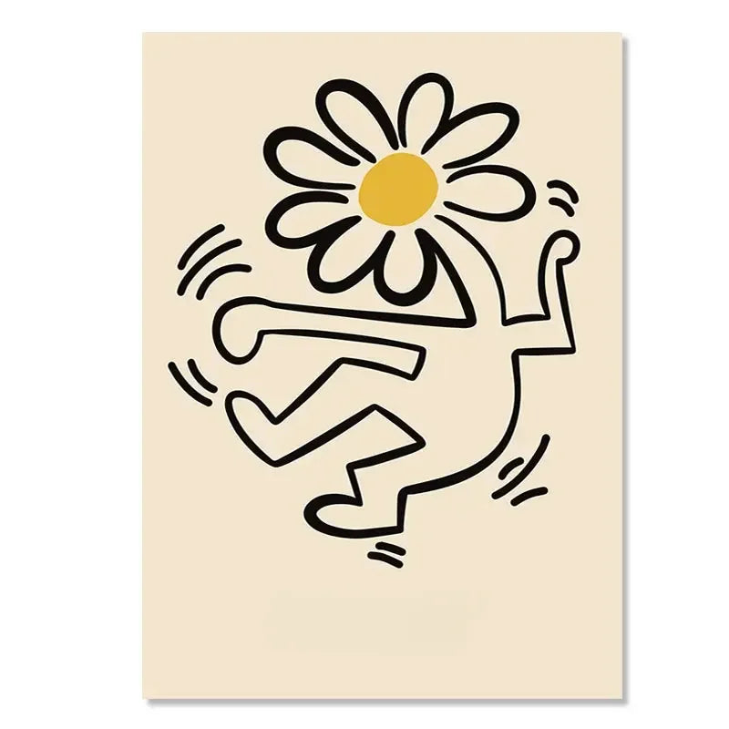 DecorBites™ Yayoi Kusama Inspired Orange Floral Canvas Art