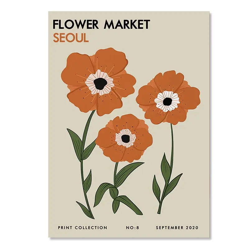 DecorBites™ Yayoi Kusama Inspired Orange Floral Canvas Art