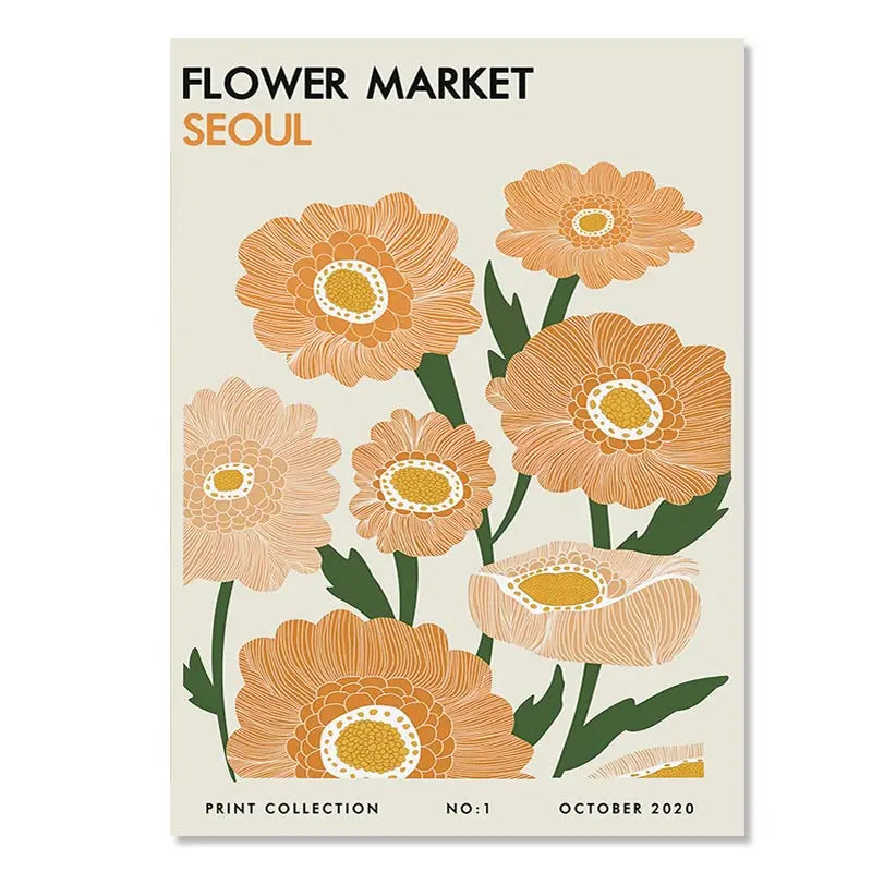DecorBites™ Yayoi Kusama Inspired Orange Floral Canvas Art