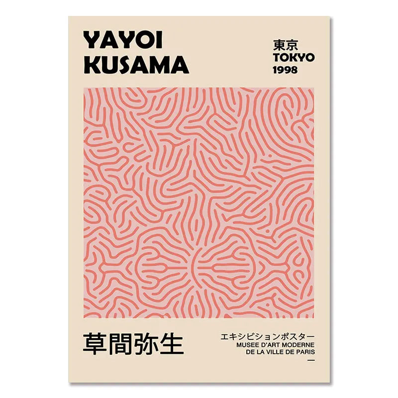 DecorBites™ Yayoi Kusama Inspired Orange Floral Canvas Art
