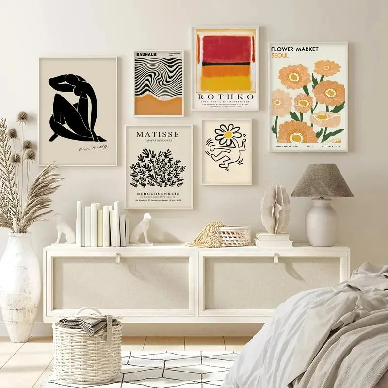 DecorBites™ Yayoi Kusama Inspired Orange Floral Canvas Art