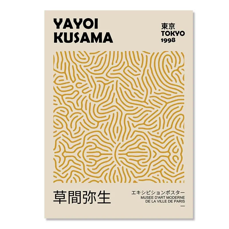 DecorBites™ Yayoi Kusama Inspired Orange Floral Canvas Art