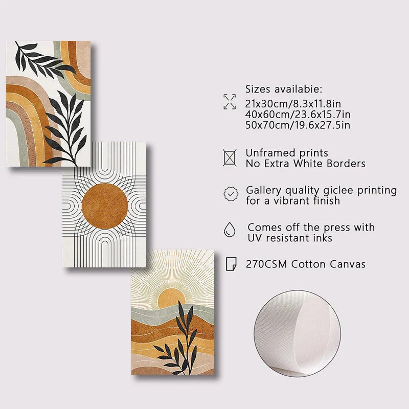 DecorBites™ Desert Plants Geometric Sun Poster Set
