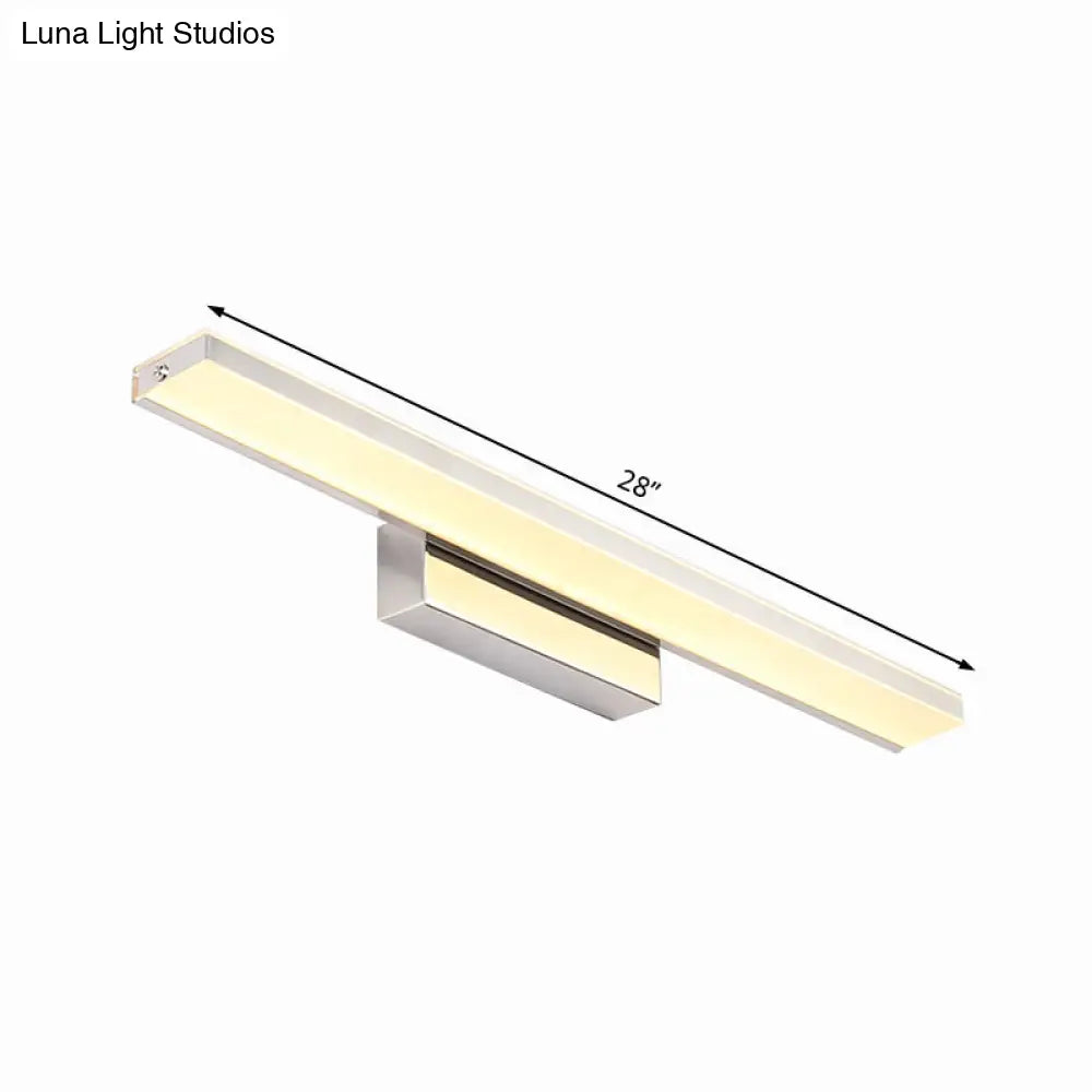 DecorBites™ Dia Slim Vanity Lighting Acrylic LED Wall Sconce Lamp: 16.5"/20.5" Diameter, Minimalistic Design, Silver Finish, Warm/White Light for Bathroom