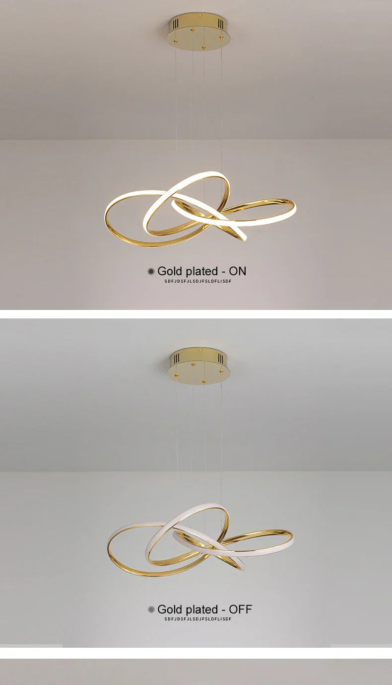 DecorBites™ Dimmable Modern Chandelier: Gold/Chrome/Black, 60cm