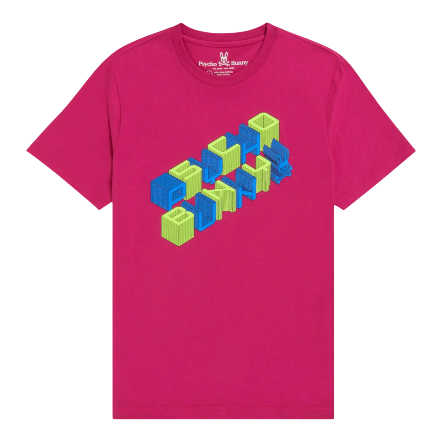 Psycho Bunny Jaxson 3D Men T-Shirts Magenta Storm