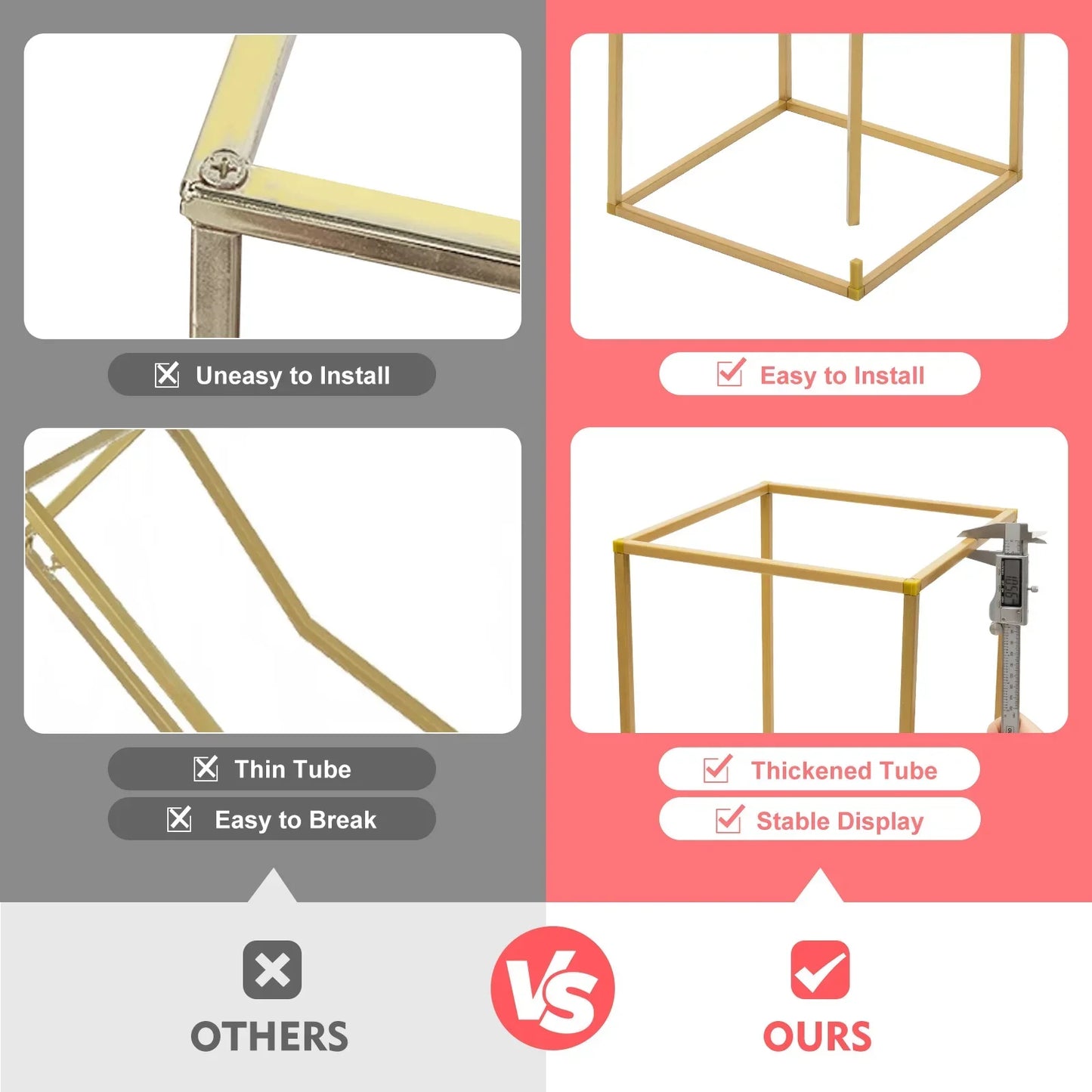 DecorBites™ Elegant 10-Piece Gold Wedding Flower Stand