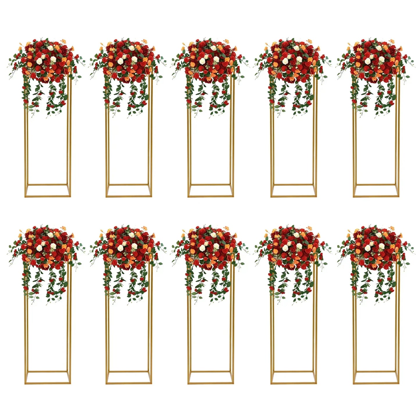 DecorBites™ Elegant 10-Piece Gold Wedding Flower Stand