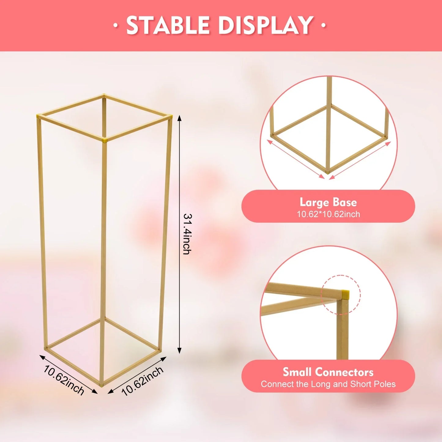 DecorBites™ Elegant 10-Piece Gold Wedding Flower Stand