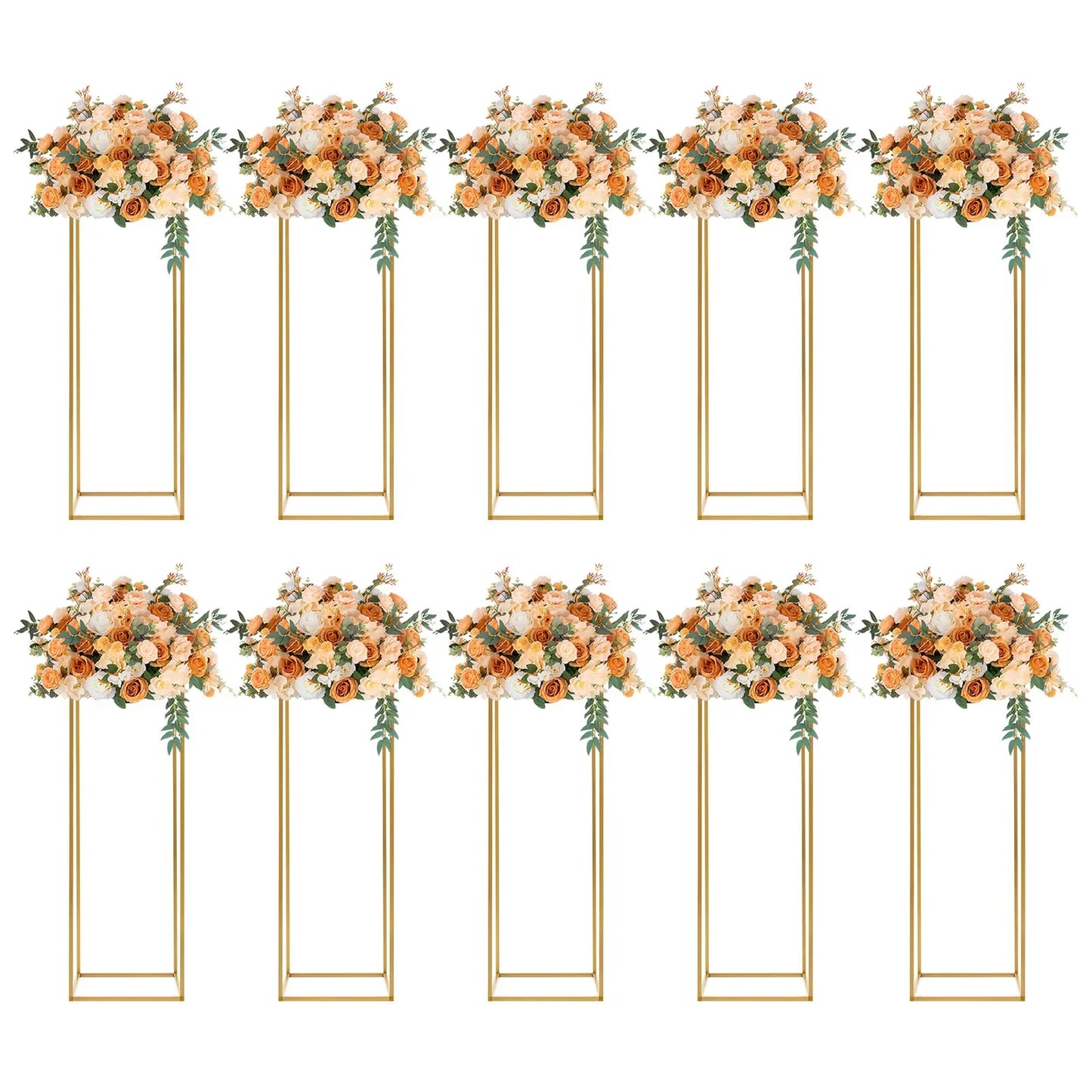 DecorBites™ Elegant 10-Piece Gold Wedding Flower Stand