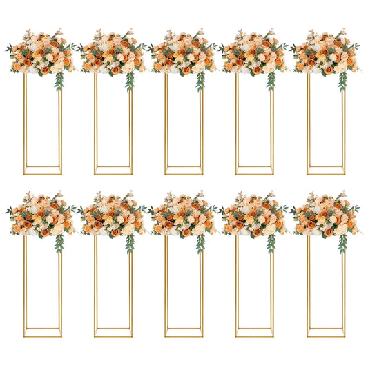 DecorBites™ Elegant 10-Piece Gold Wedding Flower Stand