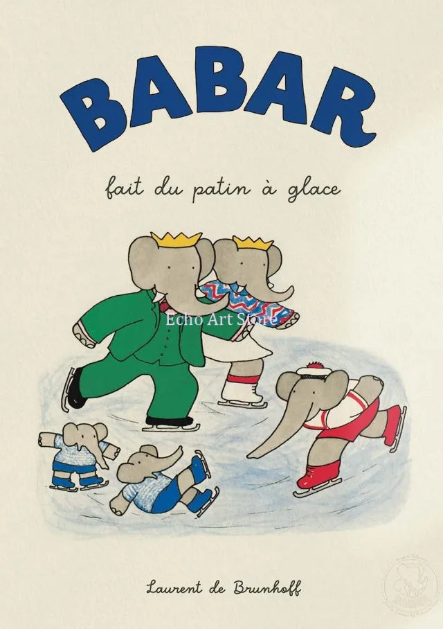 DecorBites™ Elephant Babar Family Cartoon Print for Kids Room