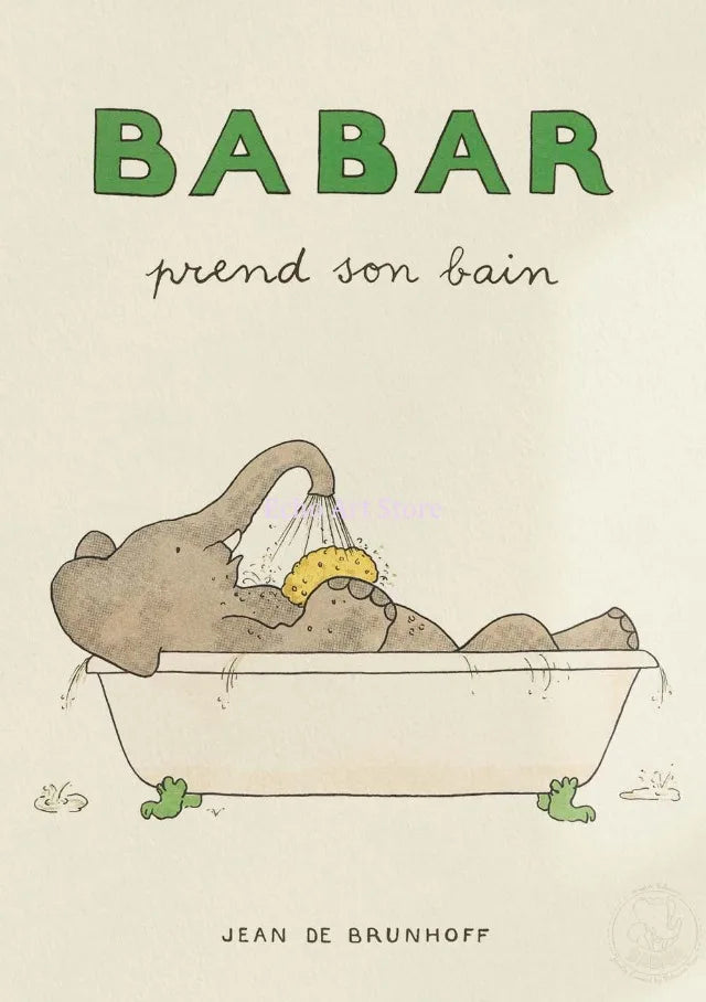 DecorBites™ Elephant Babar Family Cartoon Print for Kids Room