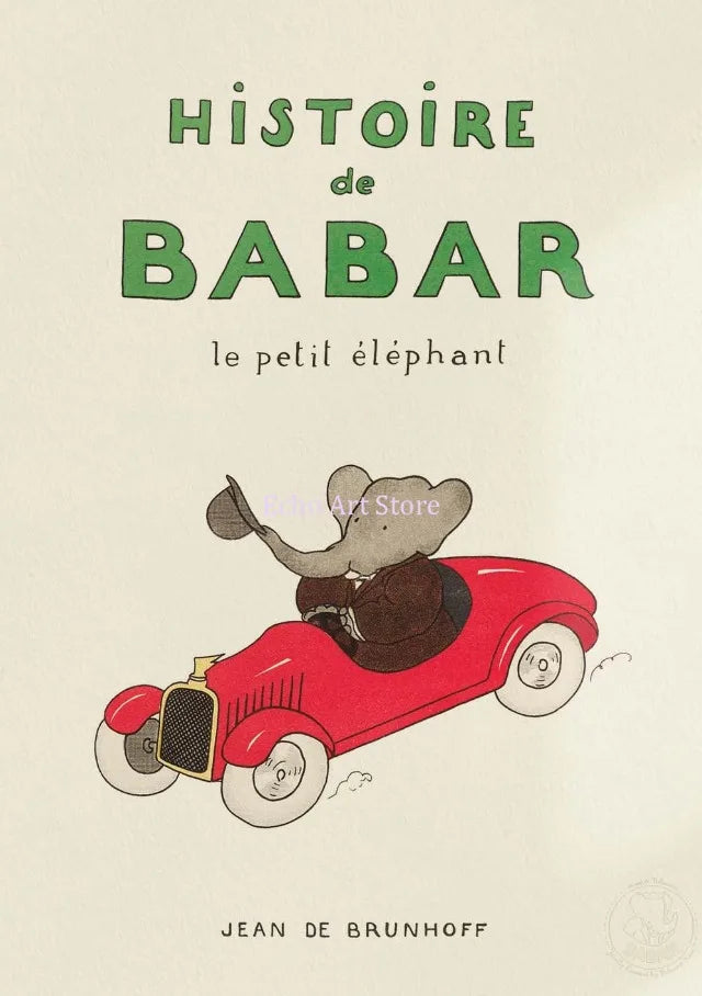 DecorBites™ Elephant Babar Family Cartoon Print for Kids Room