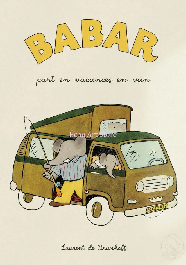 DecorBites™ Elephant Babar Family Cartoon Print for Kids Room