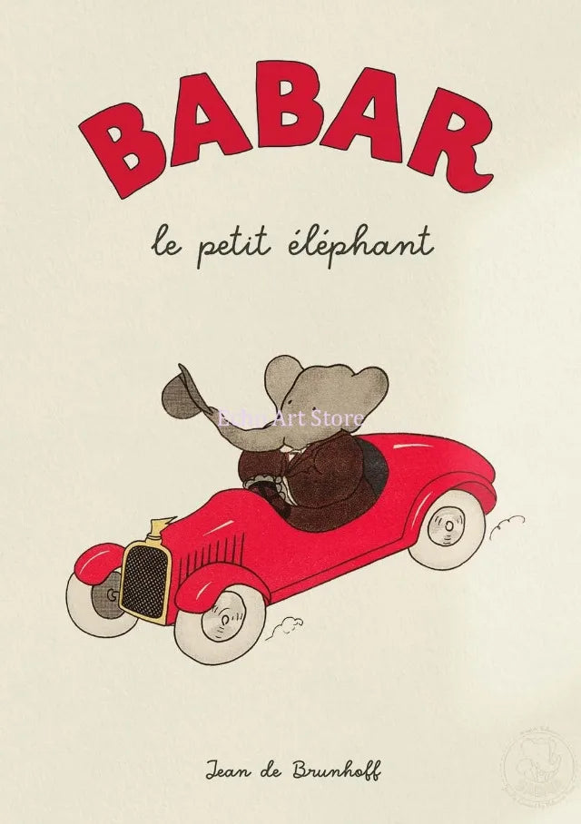 DecorBites™ Elephant Babar Family Cartoon Print for Kids Room