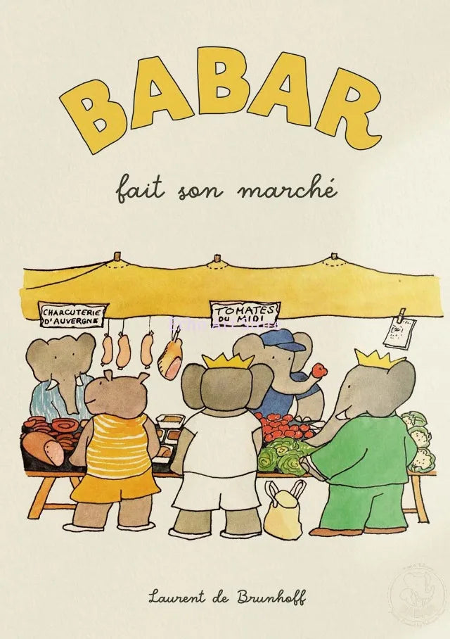 DecorBites™ Elephant Babar Family Cartoon Print for Kids Room